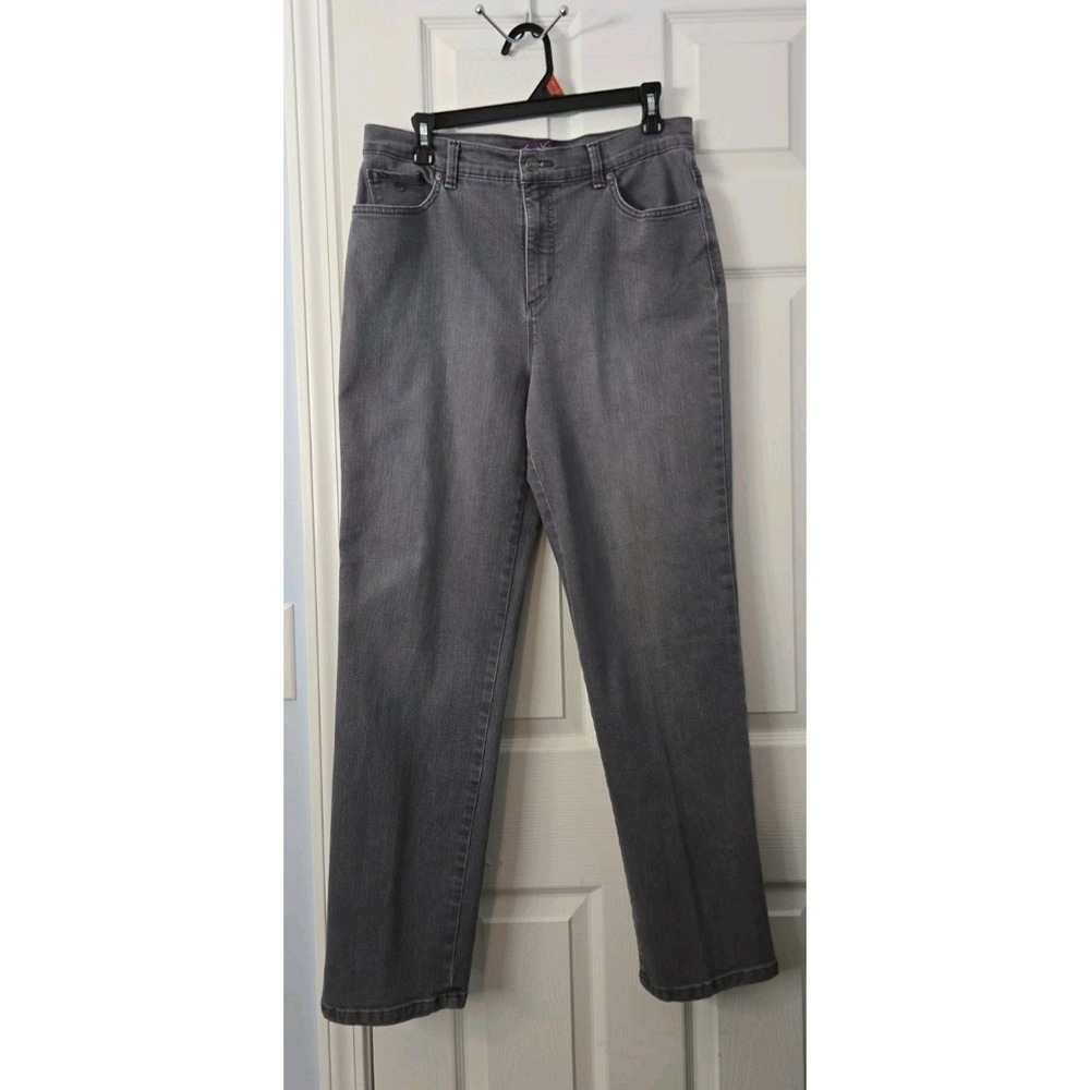Gloria Vanderbilt Amanda Women's Jeans Size 12 Straight Leg Mid Rise Grey Stretc